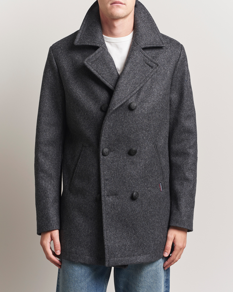 Herre | Jakker | Armor-lux | Kermor Wool Peacoat Grey Melange