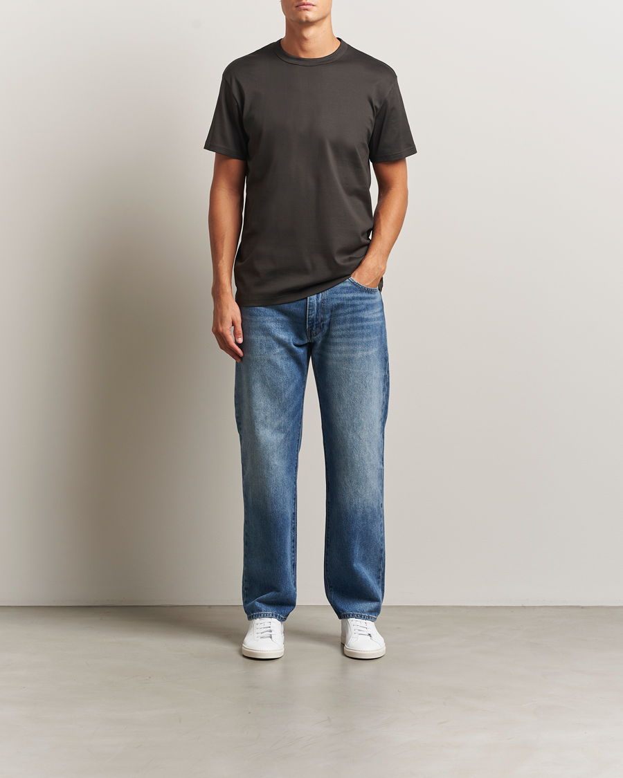Herre | T-Shirts | Bread & Boxers | Pima Cotton Crew Neck T-Shirt Charcoal