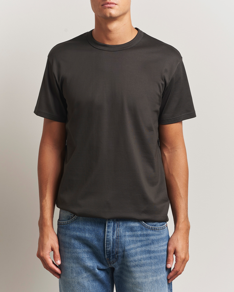 Herre | T-Shirts | Bread & Boxers | Pima Cotton Crew Neck T-Shirt Charcoal