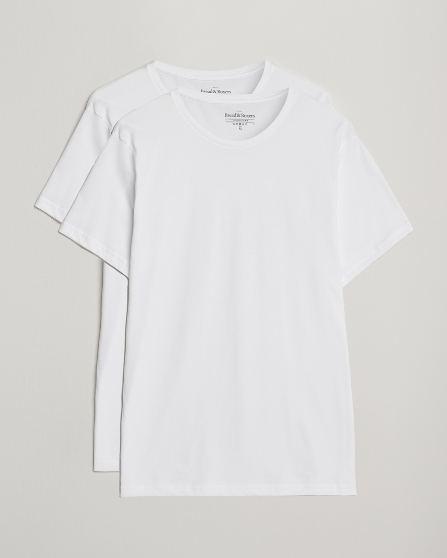Herre | T-Shirts | Bread & Boxers | 2-Pack Lightweight Cotton T-Shirt White