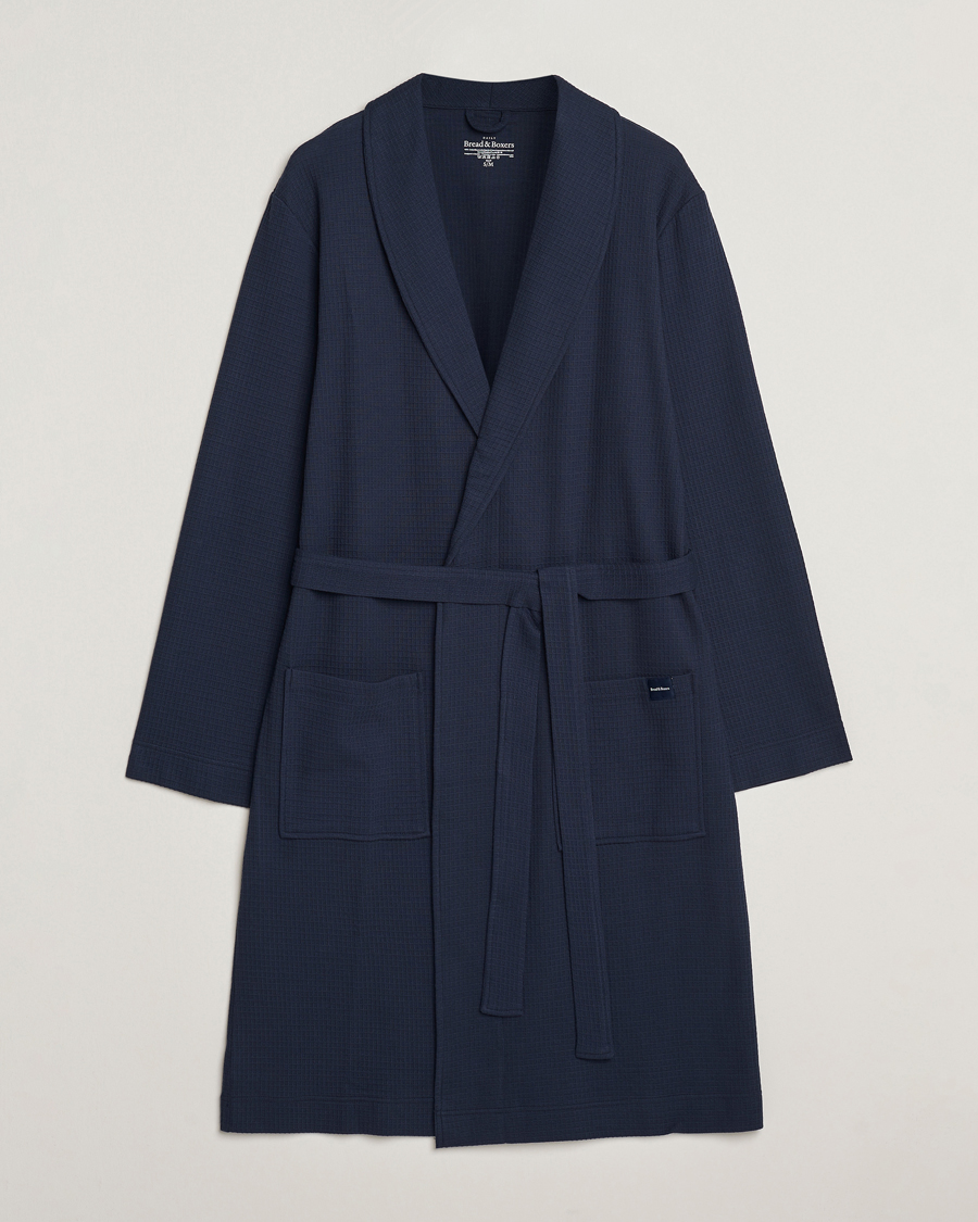 Herre | Pyjamaser og badekåper | Bread & Boxers | Waffle Robe Navy Blue