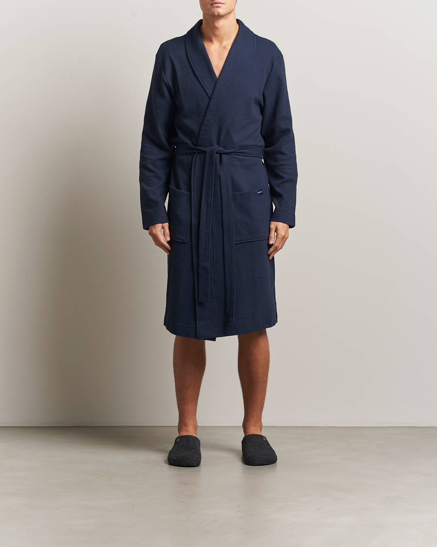 Herre | Pyjamaser og badekåper | Bread & Boxers | Waffle Robe Navy Blue
