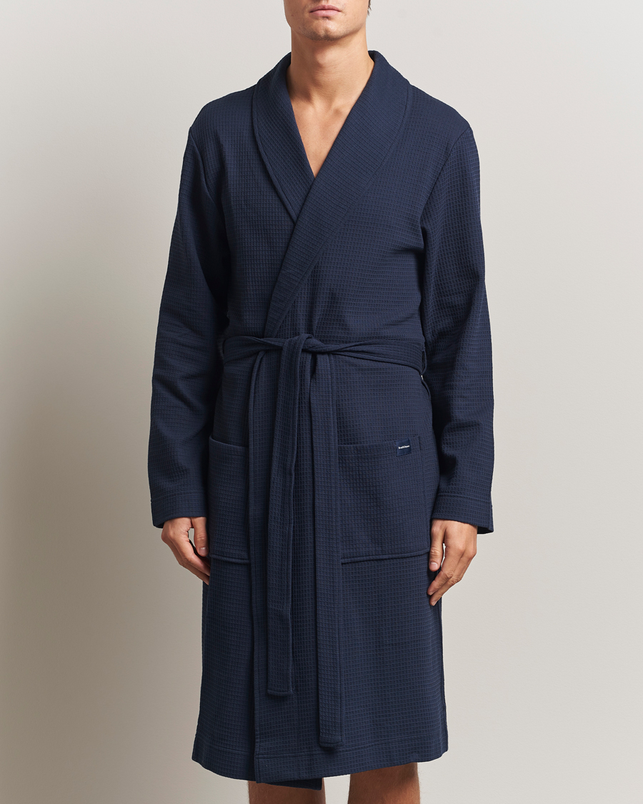 Herre | Pyjamaser og badekåper | Bread & Boxers | Waffle Robe Navy Blue