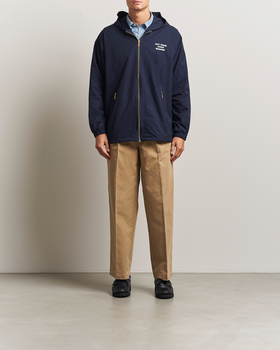 Herre | Jakker | Drôle de Monsieur | La Veste Capuche Slogan Jacket Navy