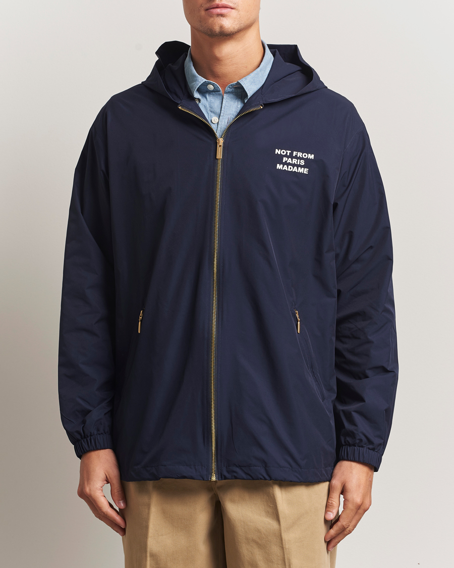 Herre | Jakker | Drôle de Monsieur | La Veste Capuche Slogan Jacket Navy
