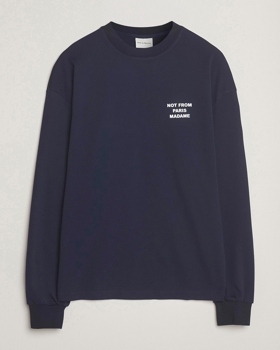 Herre | T-Shirts | Drôle de Monsieur | Slogan Long Sleeve T-Shirt Navy
