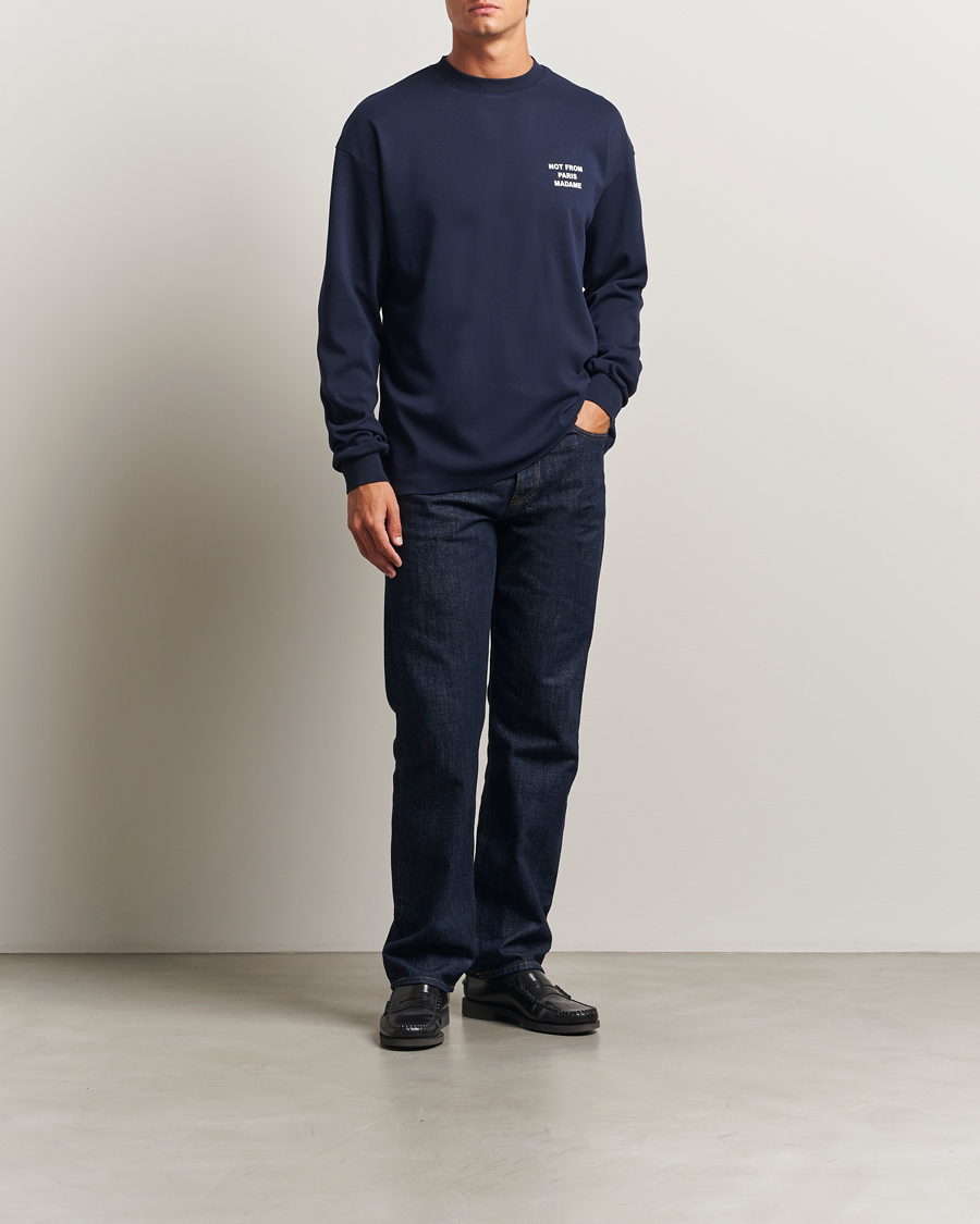 Herre | T-Shirts | Drôle de Monsieur | Slogan Long Sleeve T-Shirt Navy