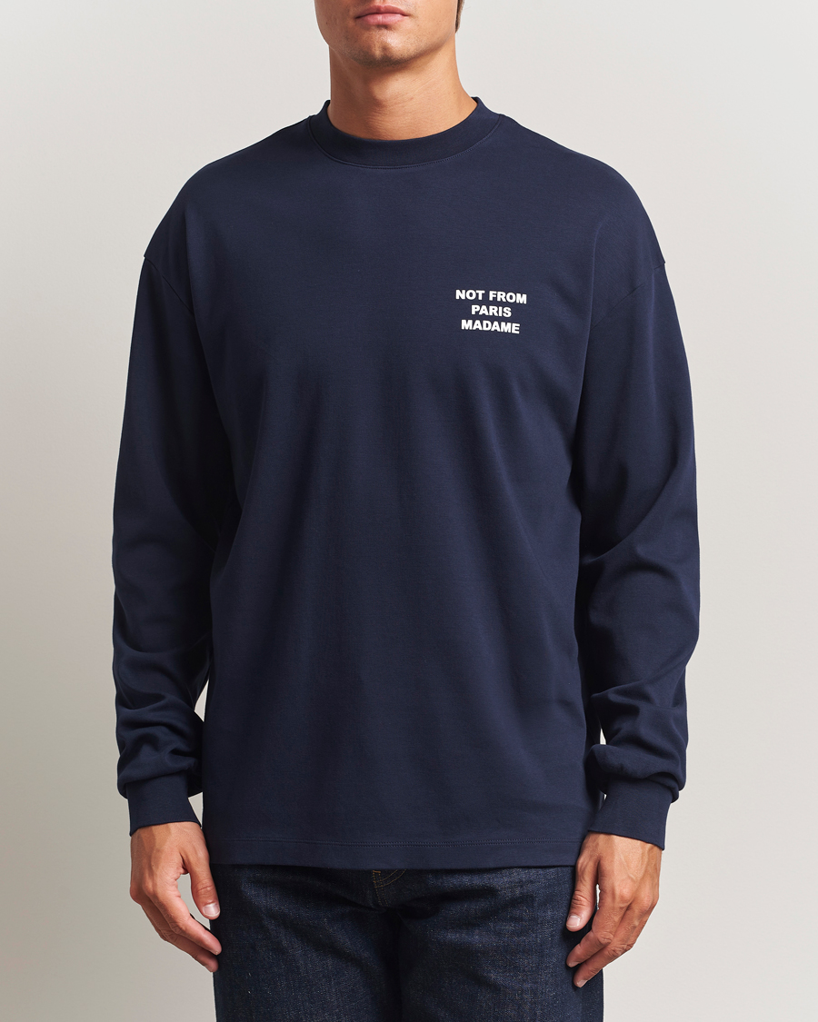 Herre | T-Shirts | Drôle de Monsieur | Slogan Long Sleeve T-Shirt Navy