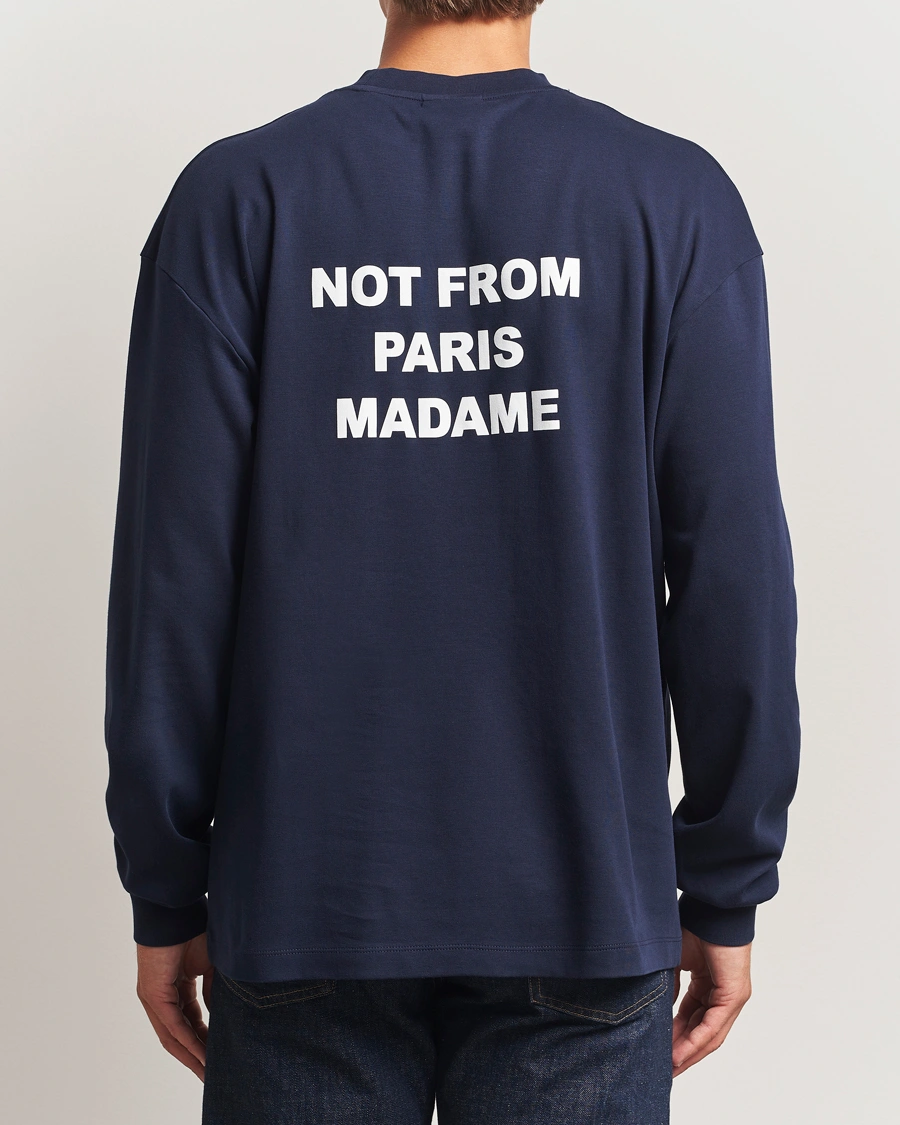 Herre | T-Shirts | Drôle de Monsieur | Slogan Long Sleeve T-Shirt Navy