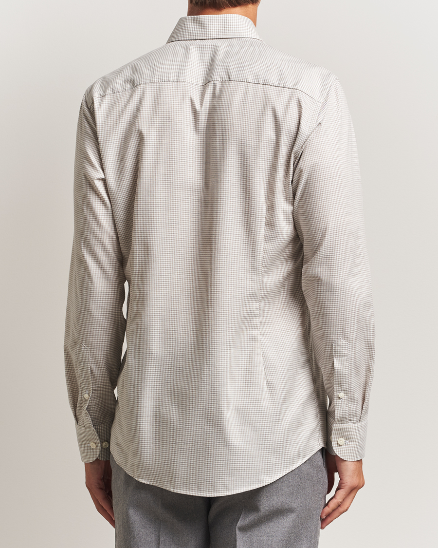 Herre | Skjorter | Eton | Slim Fit Checked Wrinkle Free Flannel Shirt Beige