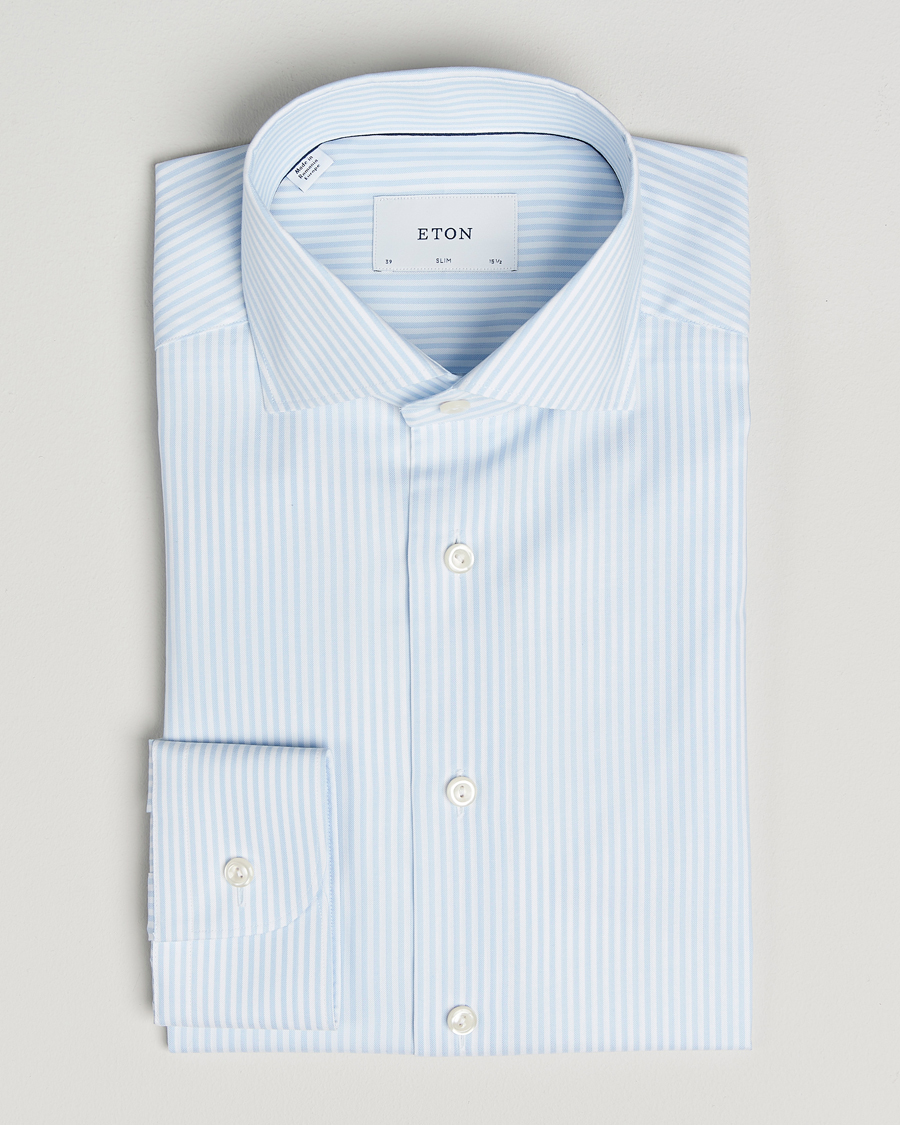 Herre | Skjorter | Eton | Slim Fit Bengal Striped Oxford Shirt Light Blue
