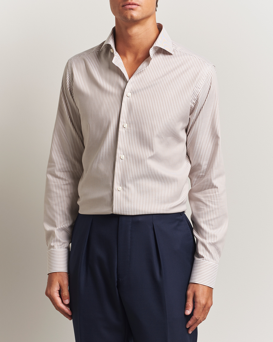 Herre | Skjorter | Eton | Slim Fit Bengal Striped Oxford Shirt Beige