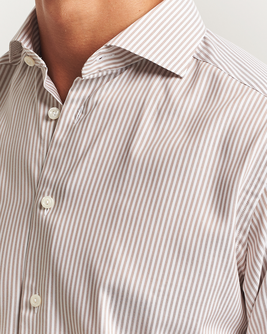 Herre | Skjorter | Eton | Slim Fit Bengal Striped Oxford Shirt Beige