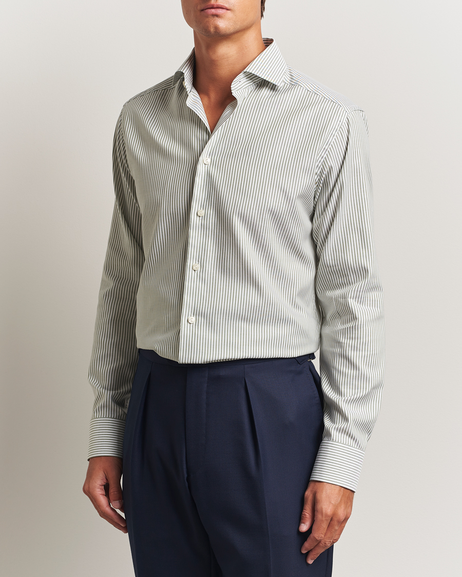 Herre | Skjorter | Eton | Slim Fit Bengal Striped Oxford Shirt Green