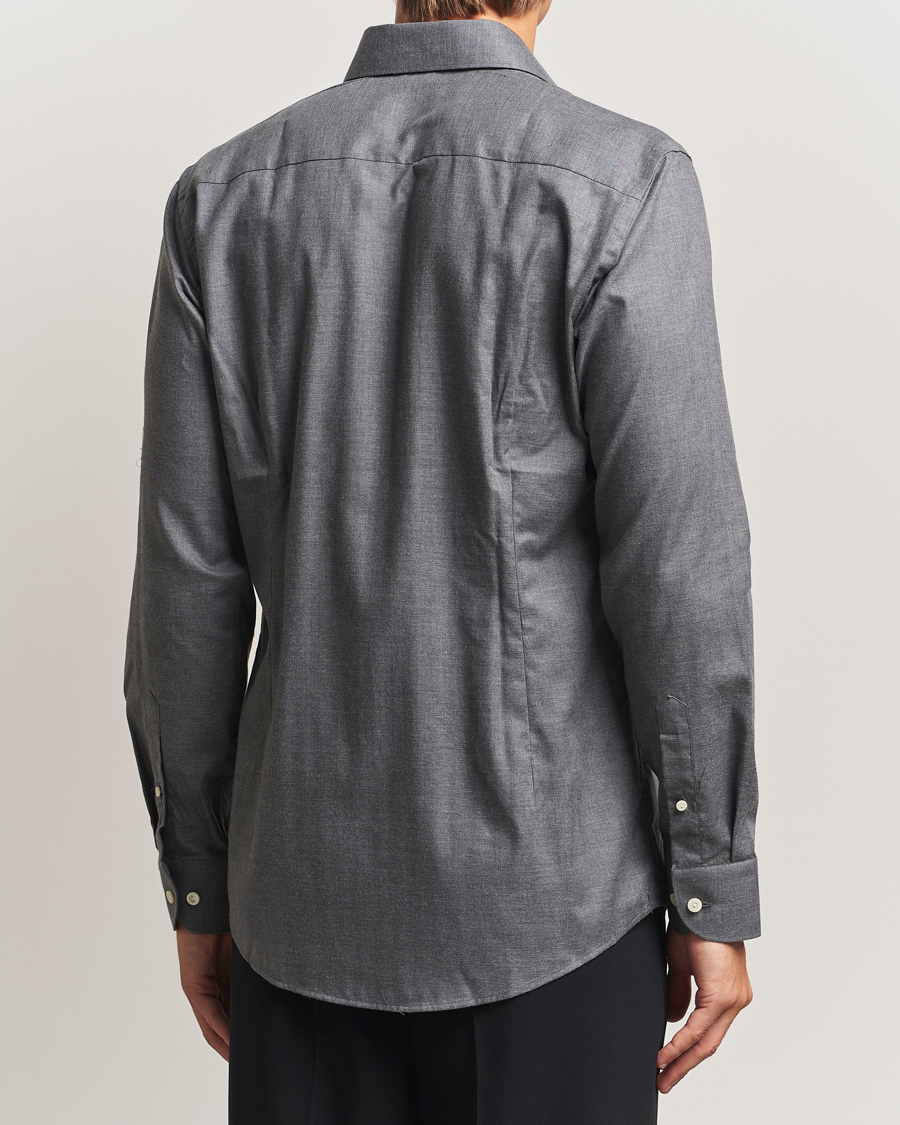 Herre | Skjorter | Eton | Slim Fit Wrinkle Free Flannel Shirt Dark Grey
