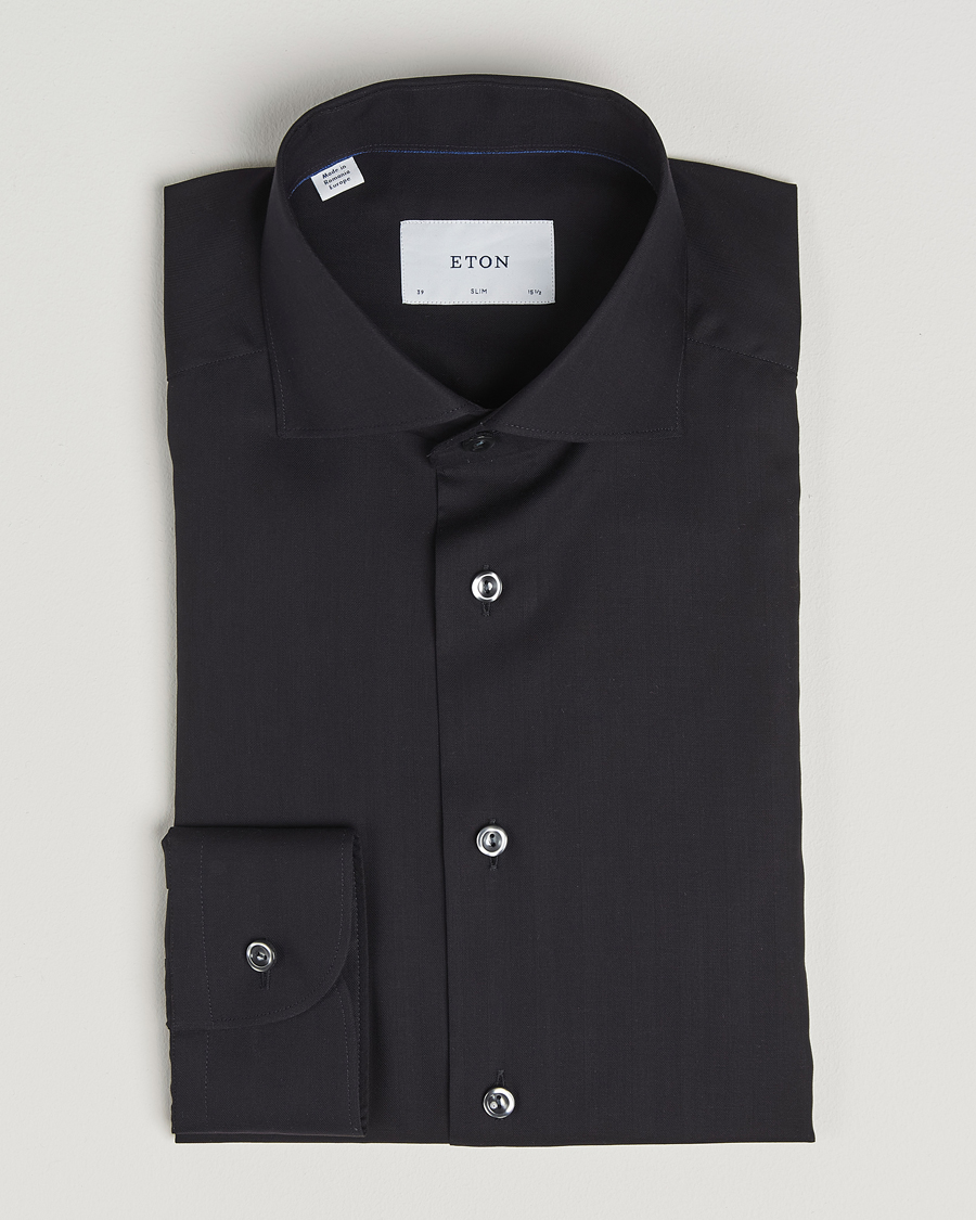 Herre | Skjorter | Eton | Slim Fit Wrinkle Free Flannel Shirt Black