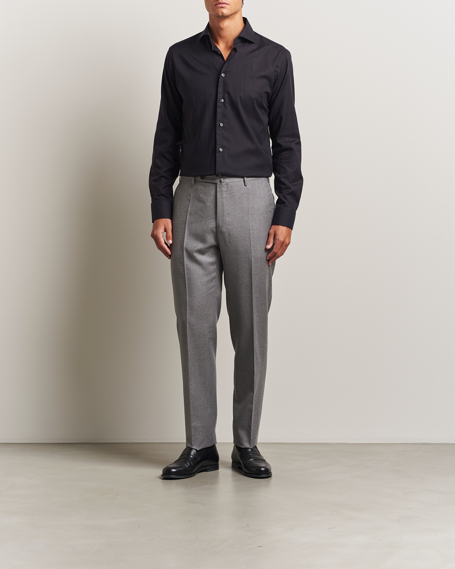 Herre | Skjorter | Eton | Slim Fit Wrinkle Free Flannel Shirt Black