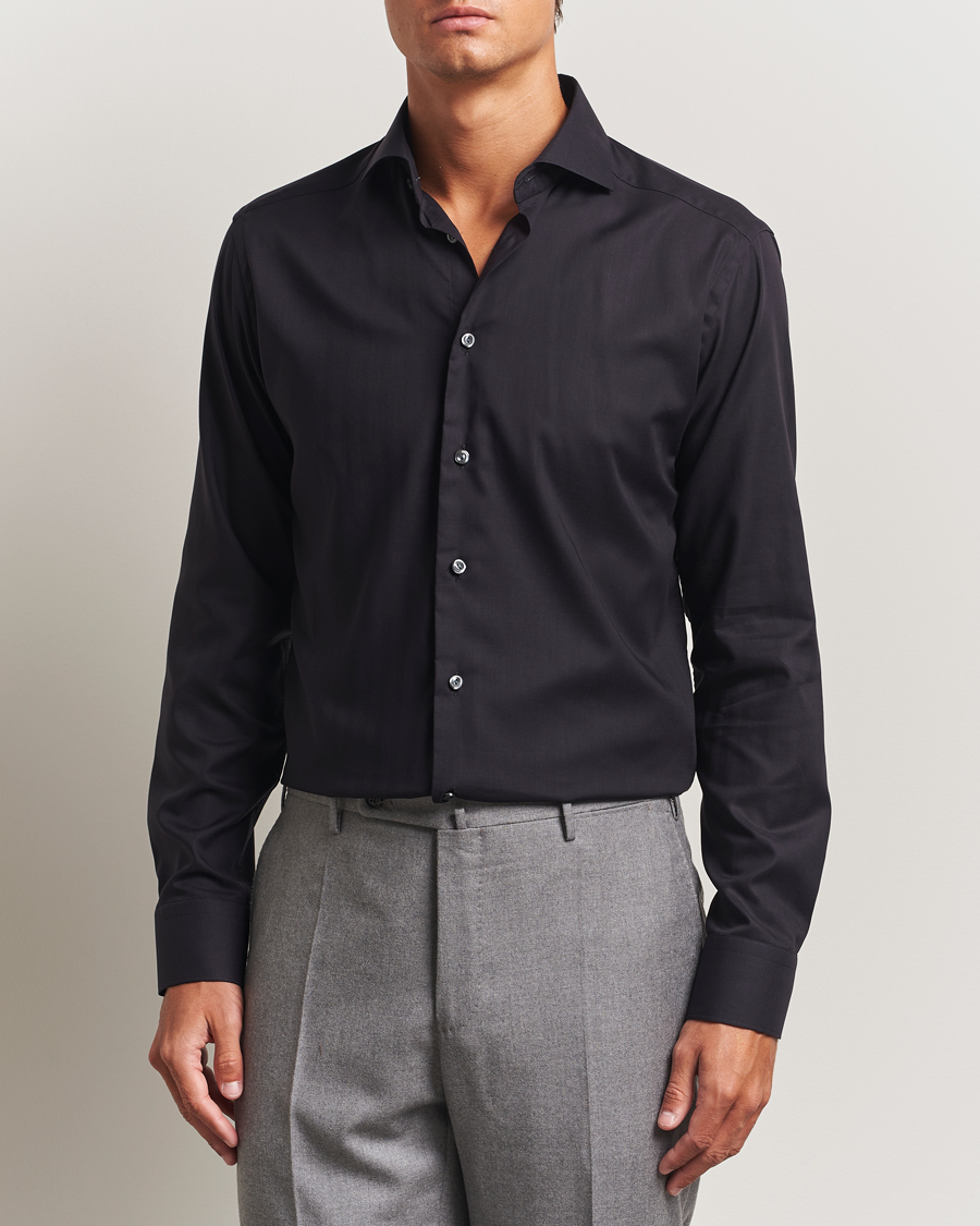 Herre | Skjorter | Eton | Slim Fit Wrinkle Free Flannel Shirt Black
