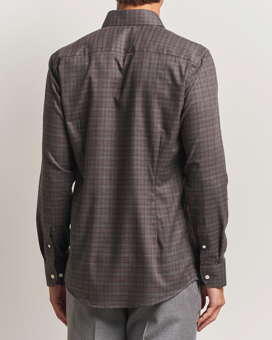 Herre | Skjorter | Eton | Slim Fit Checked Wrinkle Free Flannel Shirt Red