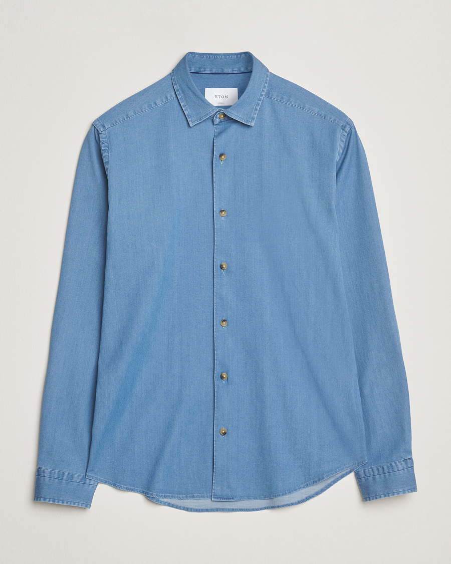 Herre | Skjorter | Eton | Casual Fit Denim Shirt Light Wash