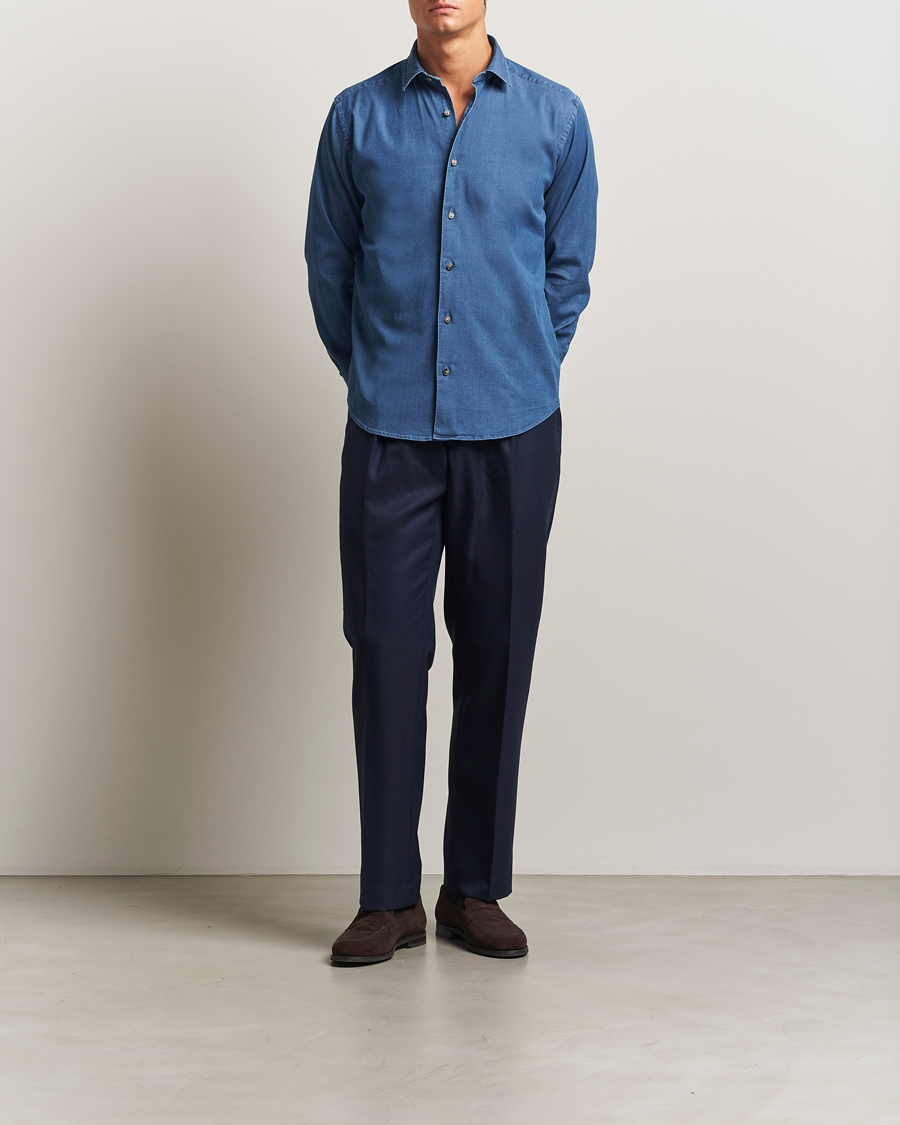 Herre | Skjorter | Eton | Casual Fit Denim Shirt Dark Wash