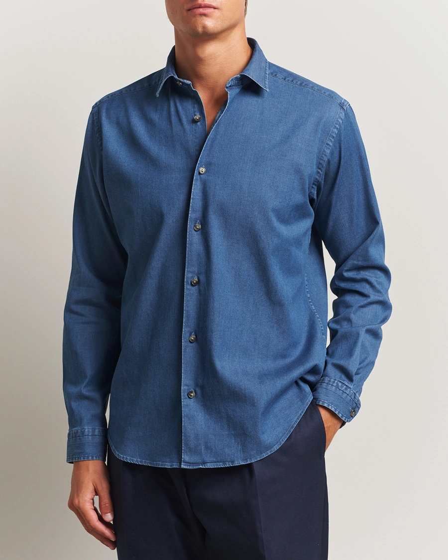 Herre | Skjorter | Eton | Casual Fit Denim Shirt Dark Wash