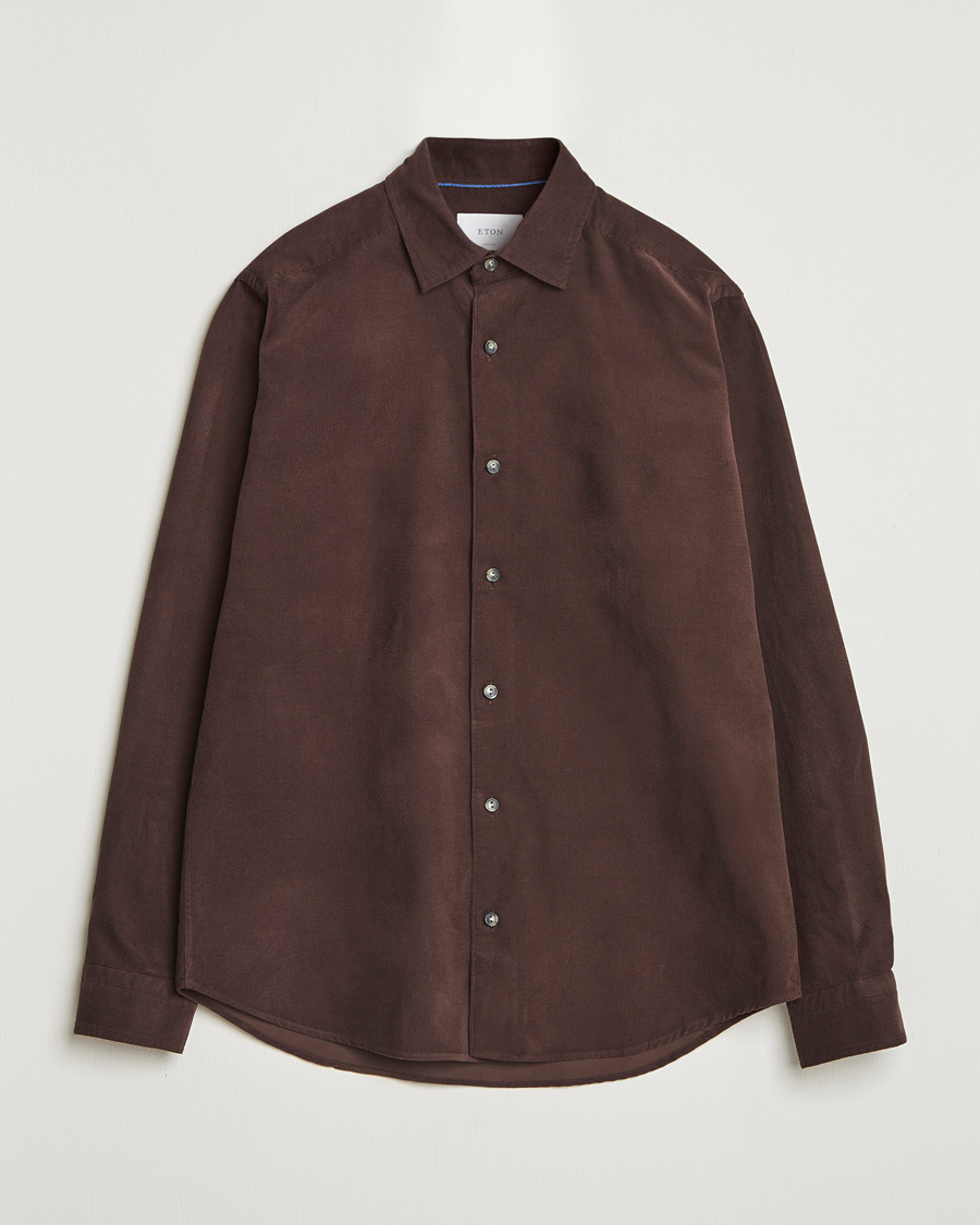 Herre | Skjorter | Eton | Casual Fit Corduroy Shirt Dark Brown