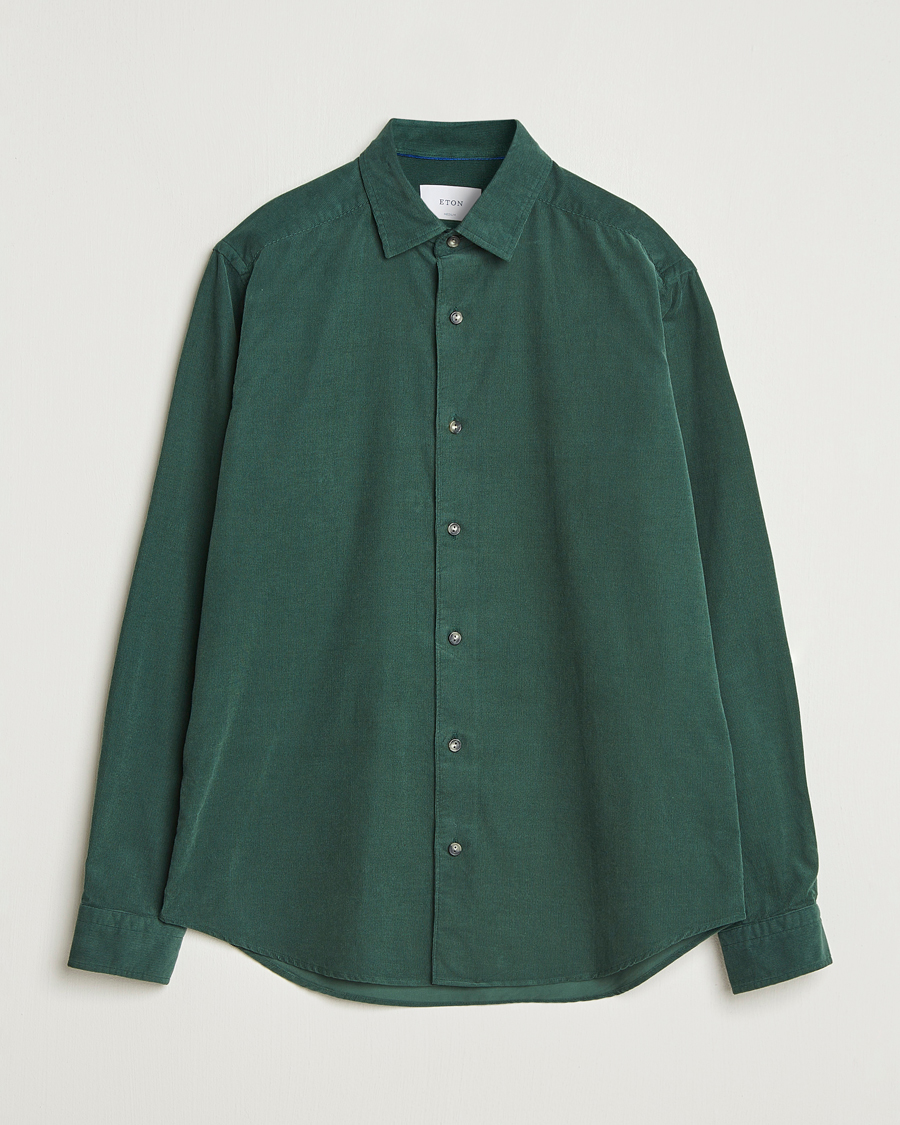 Herre | Skjorter | Eton | Casual Fit Corduroy Shirt Dark Green