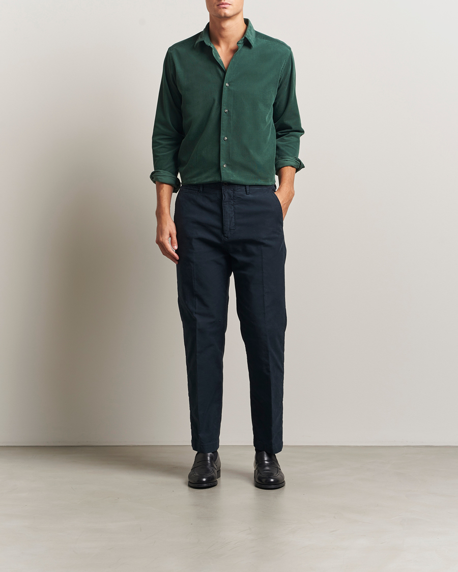 Herre | Skjorter | Eton | Casual Fit Corduroy Shirt Dark Green