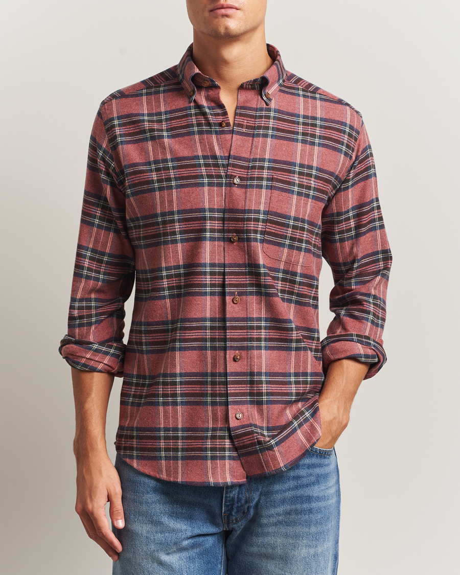 Herre | Skjorter | Eton | Casual Fit Checked Flannel Shirt Red Multi