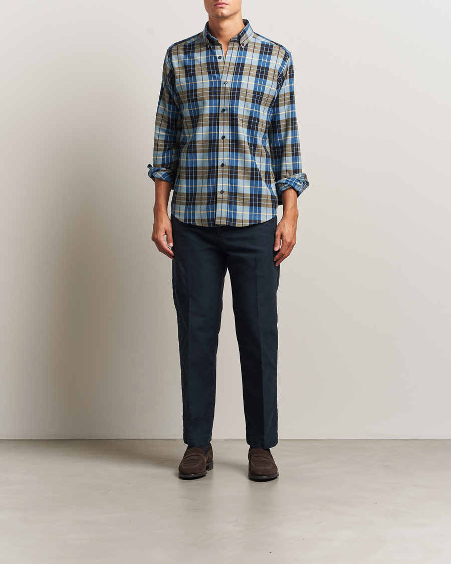 Herre | Skjorter | Eton | Casual Fit Checked Flannel Shirt Blue Multi