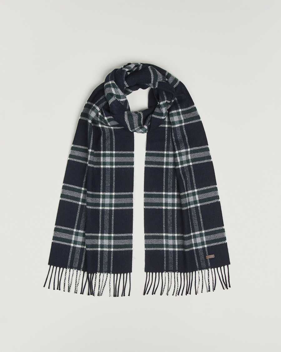 Herre | Skjerf | Eton | Merino Wool Checked Scarf Navy