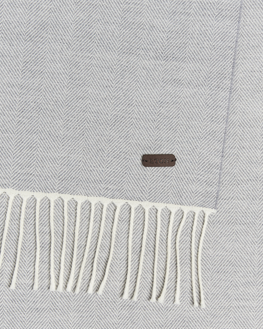 Herre | Skjerf | Eton | Merino Wool Herringbone Scarf Light Grey