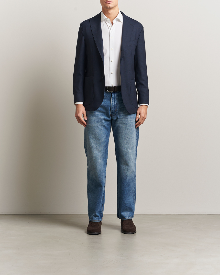 Herre | Dressjakker | Eton | Wool Lana Tech Soft Blazer Navy Blue