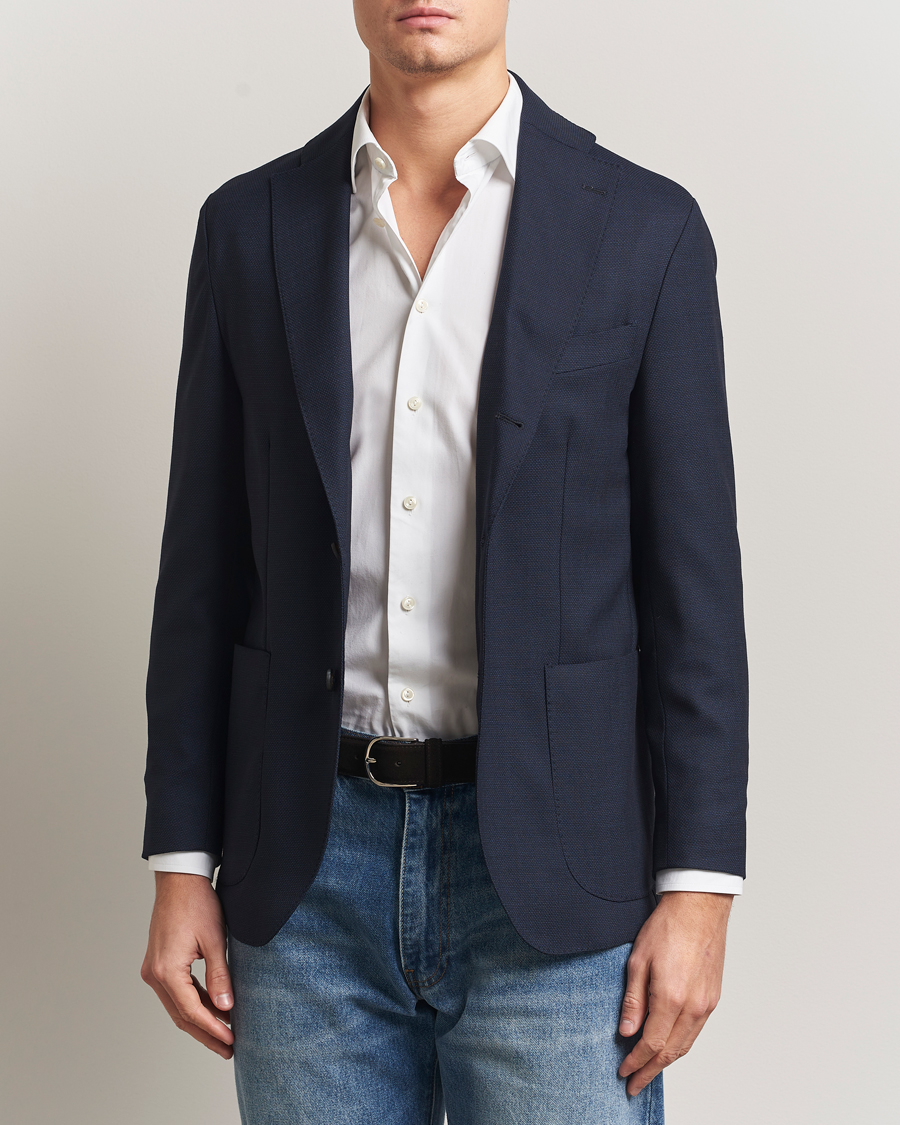 Herre | Dressjakker | Eton | Wool Lana Tech Soft Blazer Navy Blue