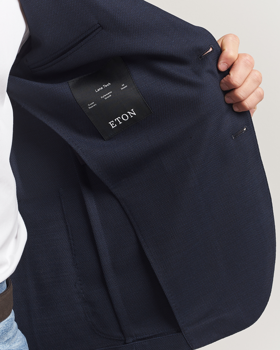 Herre | Dressjakker | Eton | Wool Lana Tech Soft Blazer Navy Blue