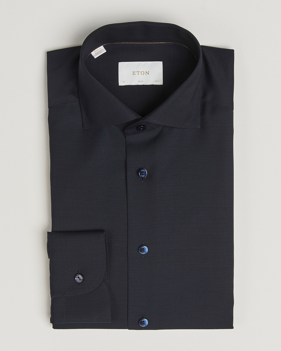 Herre | Skjorter | Eton | Slim Fit Merino Shirt Navy