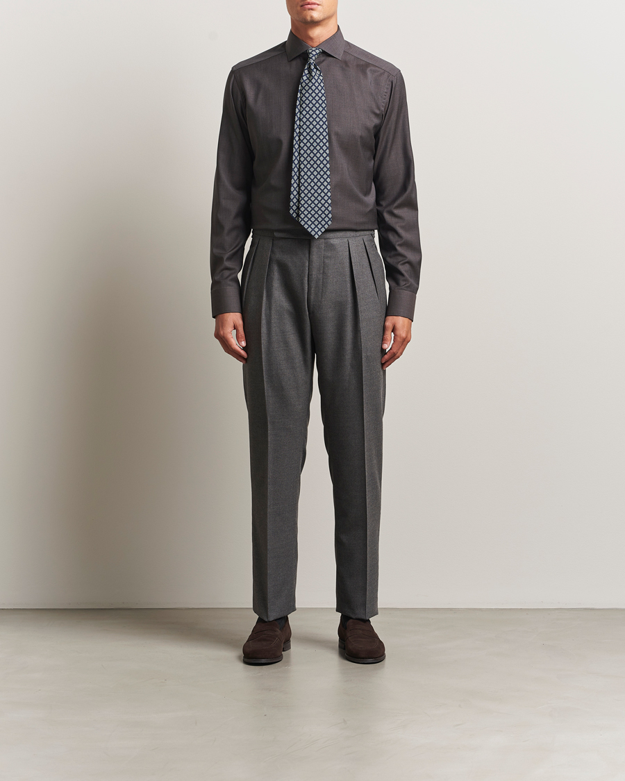 Herre | Skjorter | Eton | Slim Fit Merino Shirt Dark Brown