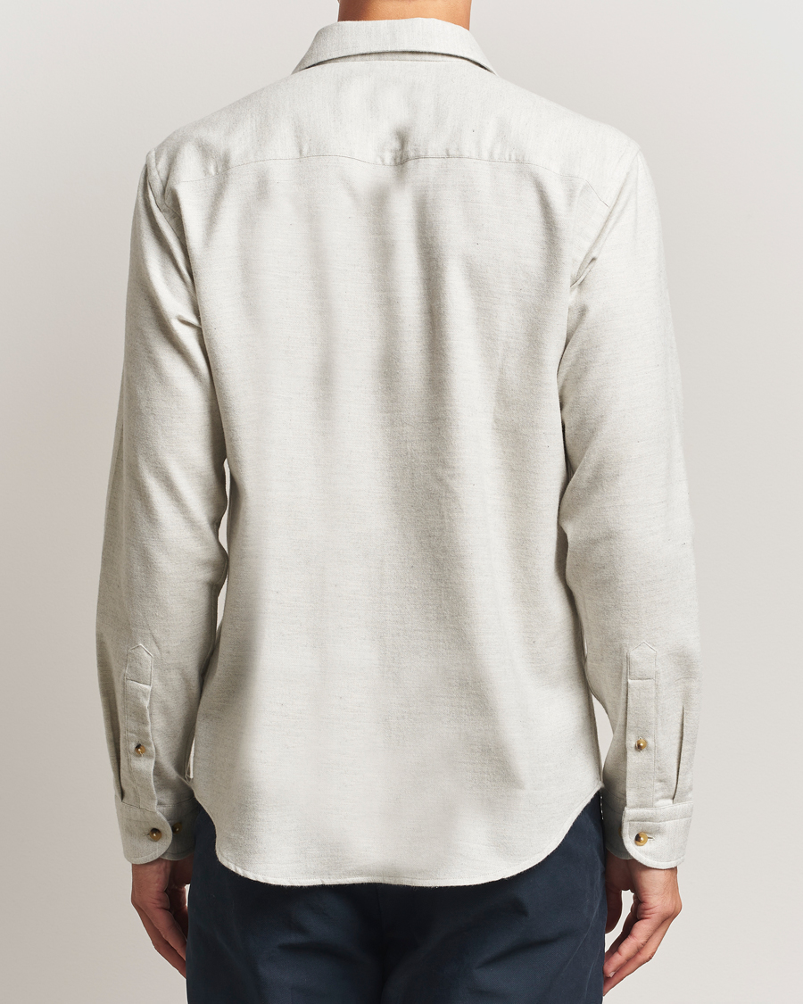 Herre | Skjorter | Eton | Casual Fit One Piece Collar Flannel Shirt Light Grey