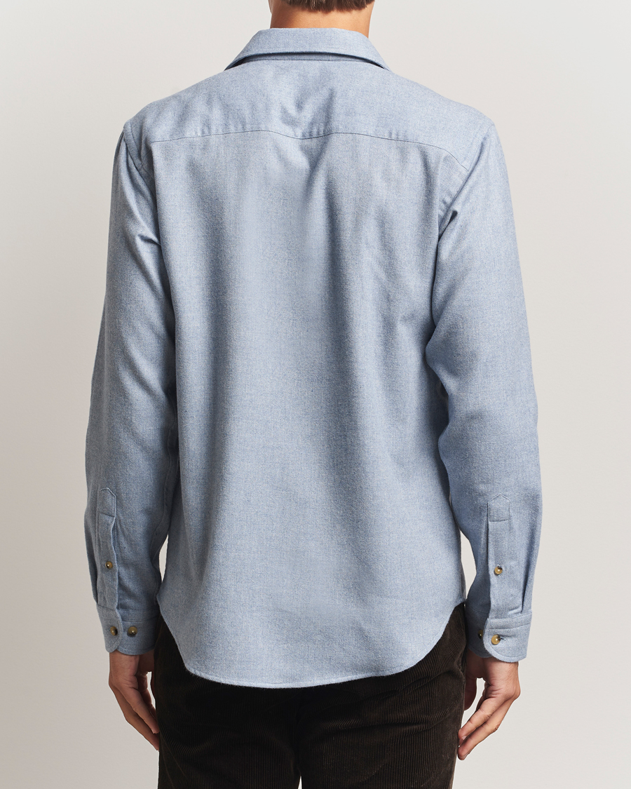 Herre | Skjorter | Eton | Casual Fit One Piece Collar Flannel Shirt Light Blue