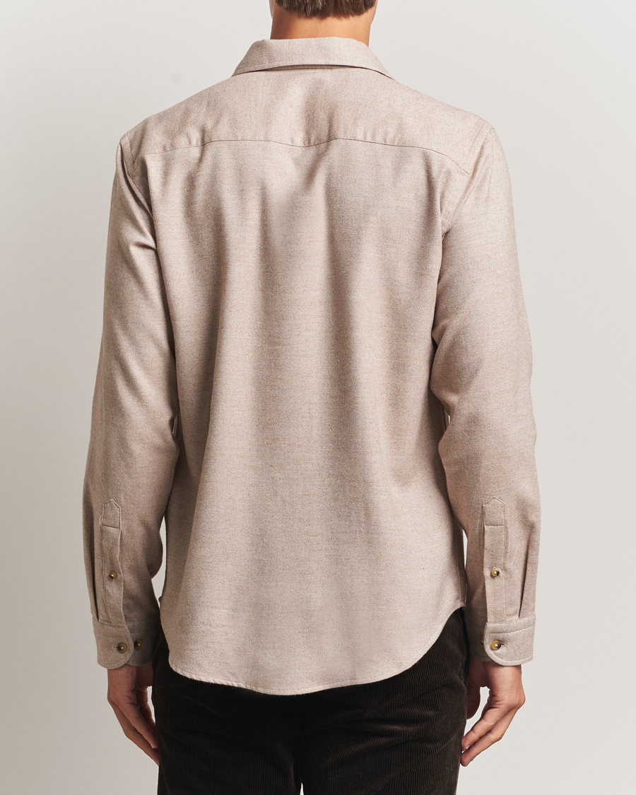 Herre | Skjorter | Eton | Casual Fit One Piece Collar Flannel Shirt Beige
