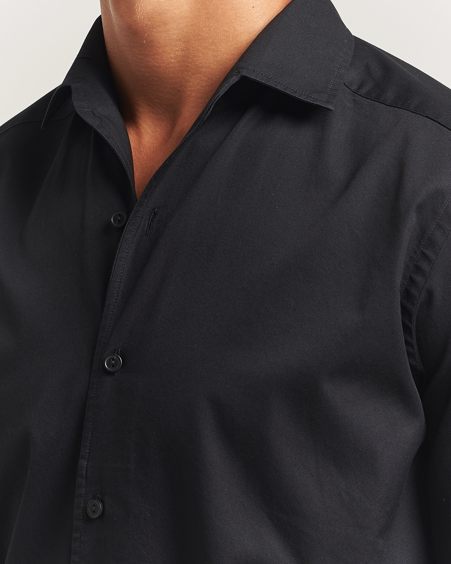 Herre | Skjorter | Eton | Casual Fit Garment Washed One Piece Collar Shirt Black