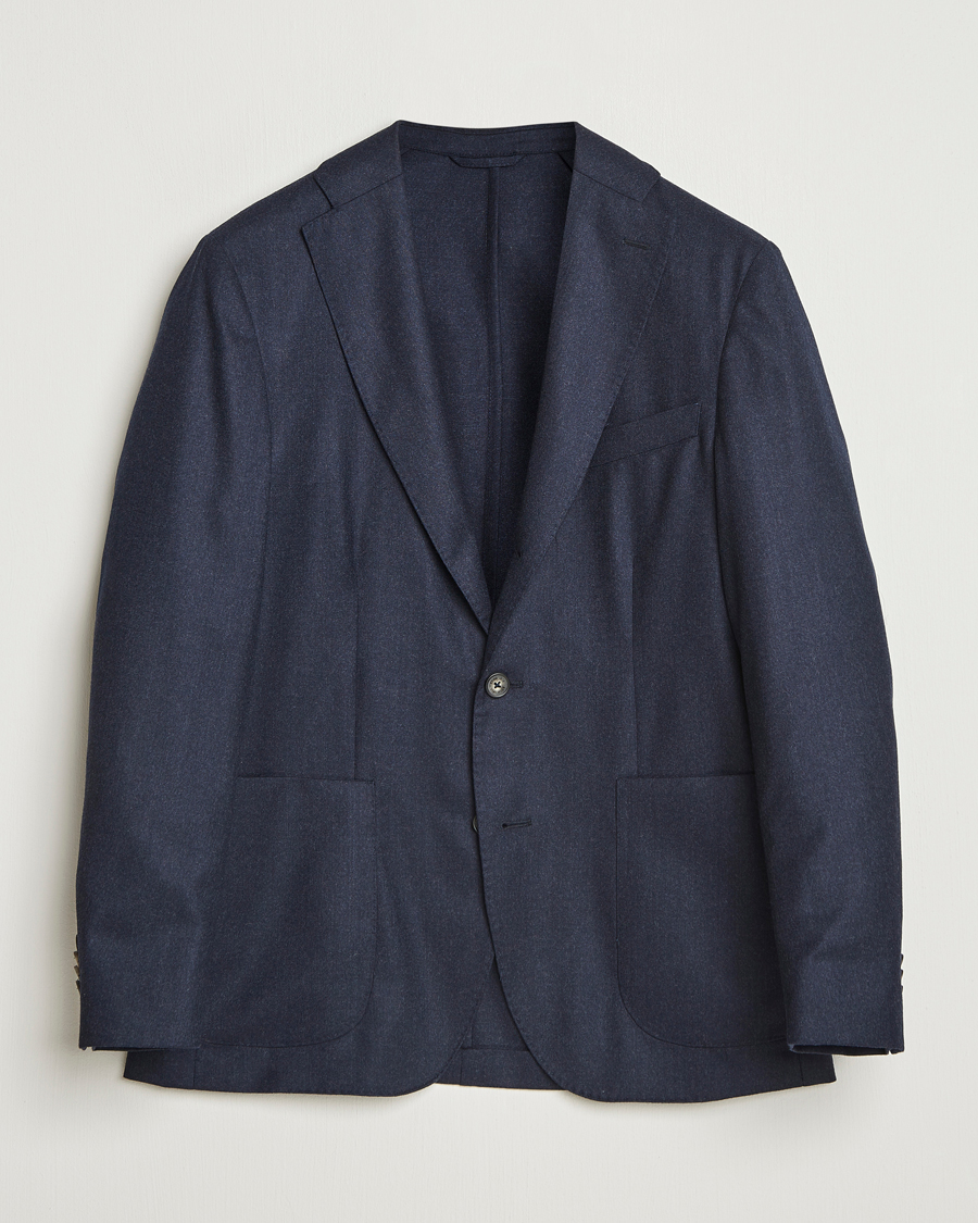 Herre | Dressjakker | Eton | Wool Flannel Patch Pocket Blazer Navy