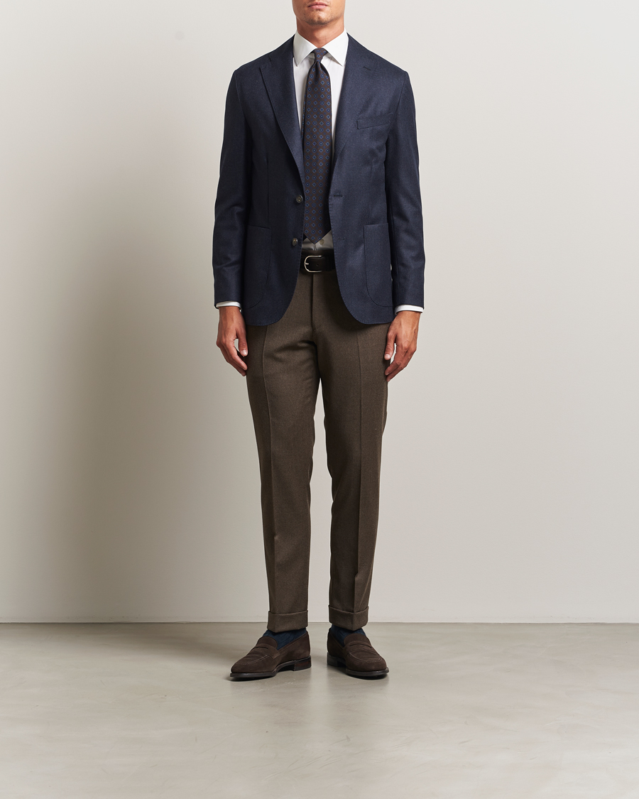 Herre | Dressjakker | Eton | Wool Flannel Patch Pocket Blazer Navy