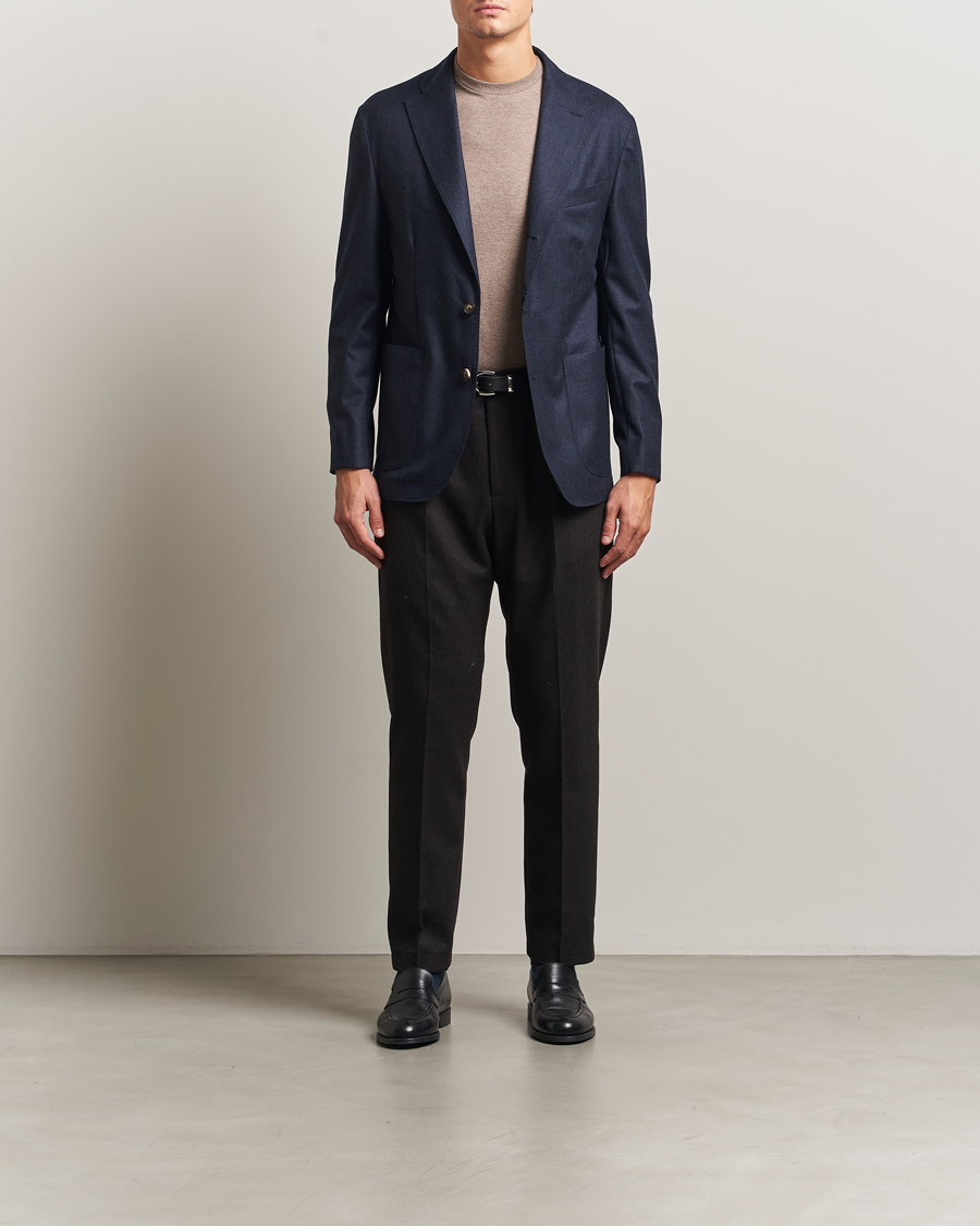 Herre | Dressjakker | Eton | Wool Flannel Patch Pocket Blazer Navy