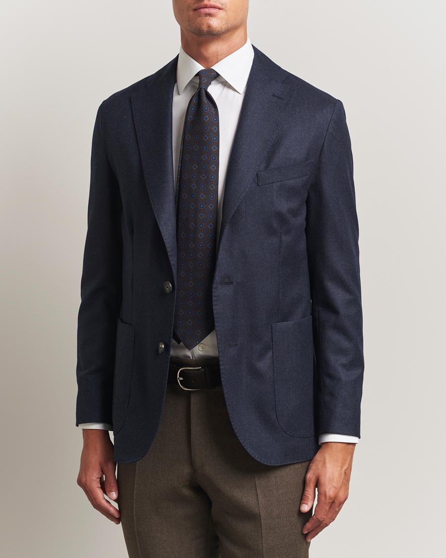 Herre | Dressjakker | Eton | Wool Flannel Patch Pocket Blazer Navy