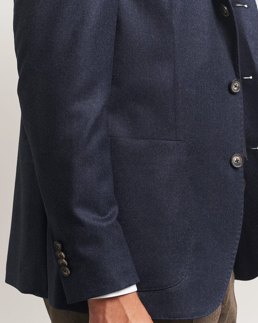 Herre | Dressjakker | Eton | Wool Flannel Patch Pocket Blazer Navy