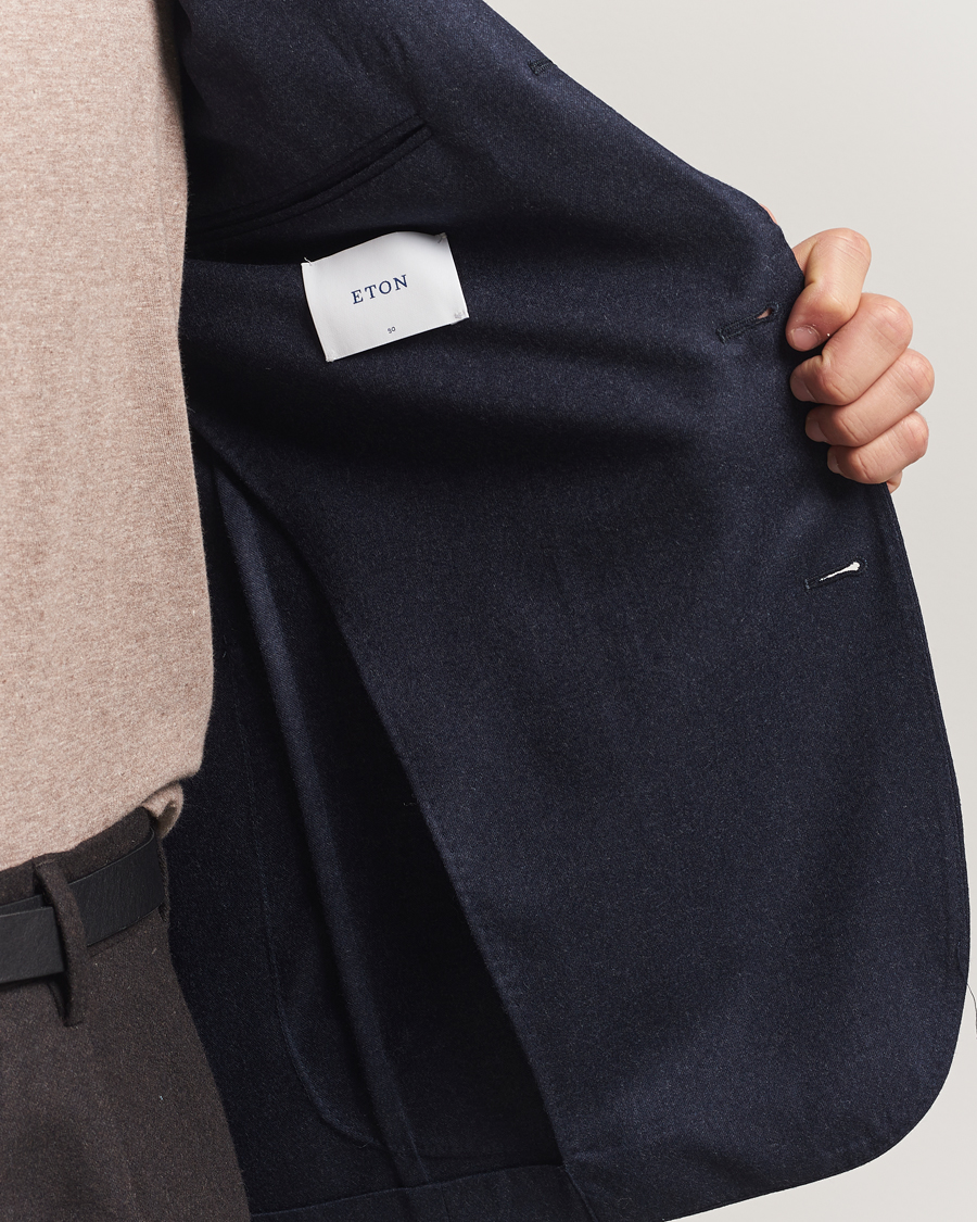 Herre | Dressjakker | Eton | Wool Flannel Patch Pocket Blazer Navy