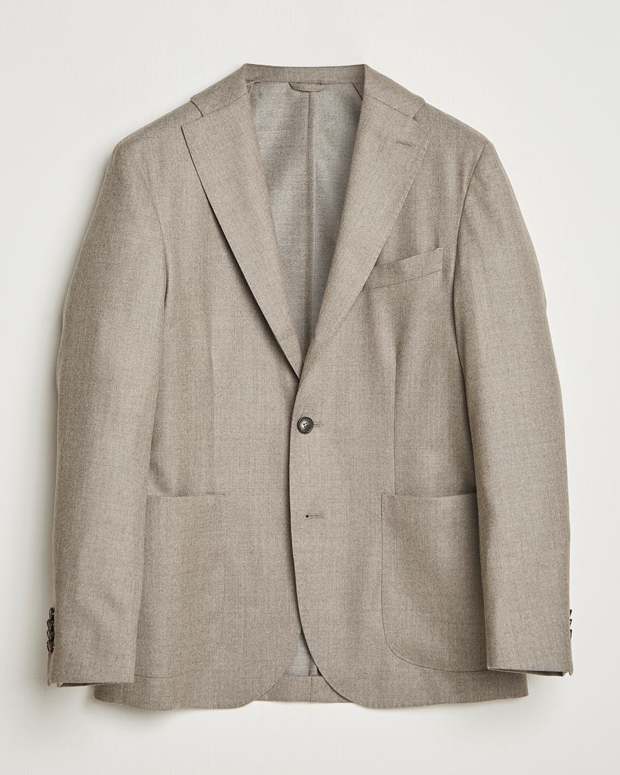 Herre | Dressjakker | Eton | Wool Flannel Patch Pocket Blazer Beige