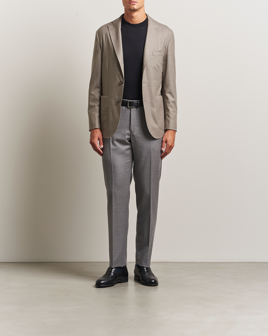Herre | Dressjakker | Eton | Wool Flannel Patch Pocket Blazer Beige